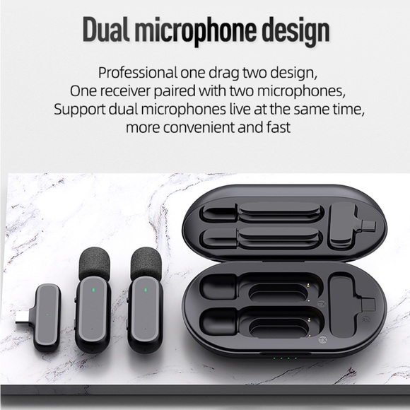 2PC Wireless Lavalier Microphone for iPhone iPad with charging case - Picture 2 of 11